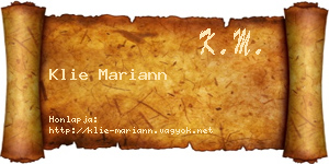 Klie Mariann névjegykártya
