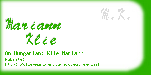 mariann klie business card